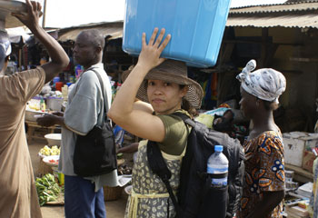 A customer shops at the Global Mamas’ Second Saturday sale in Minneapolis, MN.