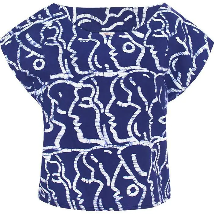 Boxy Blouse: Sisters - Navy-Organic