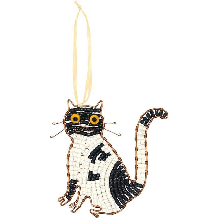Black and white tuxedo cat ornament
