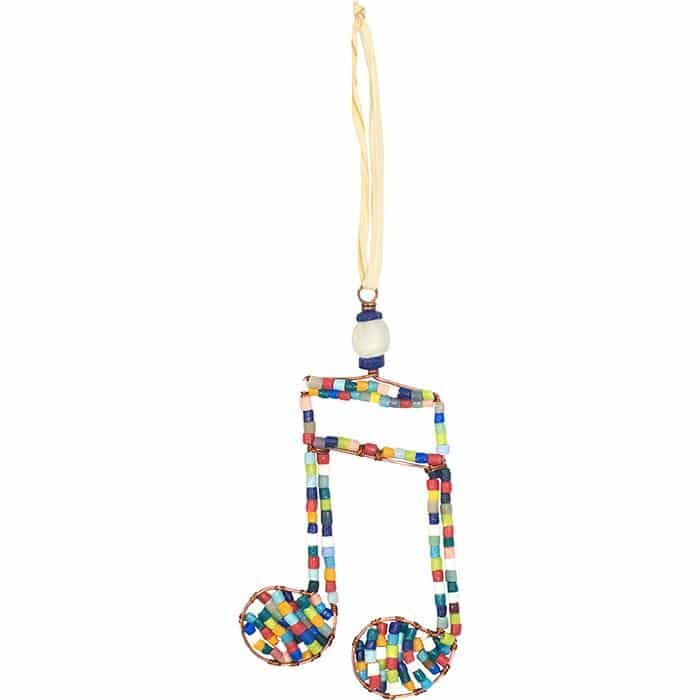 Double rainbow musical note ornament
