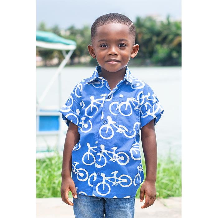 Button Down Shirt: Bikes - Blue-Organic - Image 2