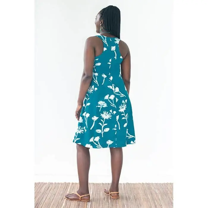 Oaklynn Dress: Wildflower - Teal-Organic - Image 3