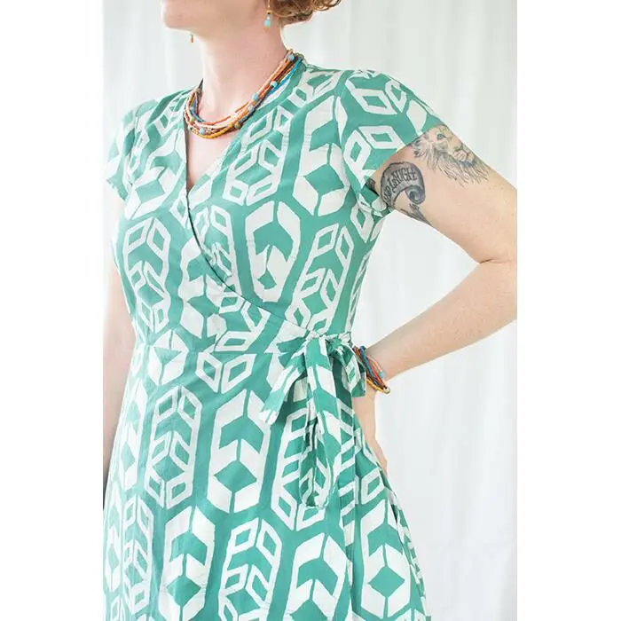 Wrap Dress: Shields - Sage-Organic - Image 5