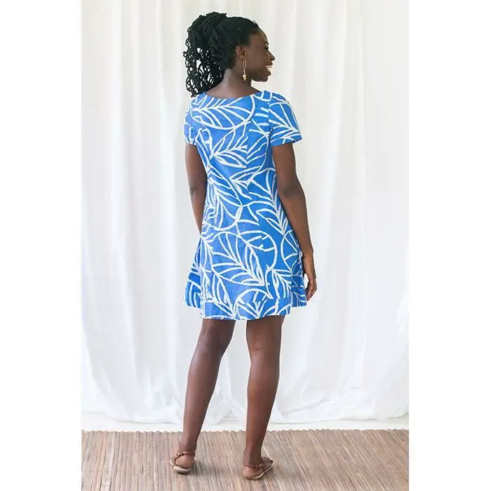 Button Front Dress: Canopy - Blue-Organic - Image 4