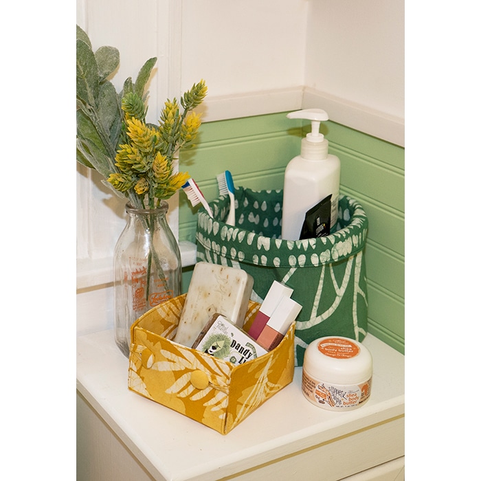 Button Basket Mini: Palms - Harvest Gold-Organic - Image 3