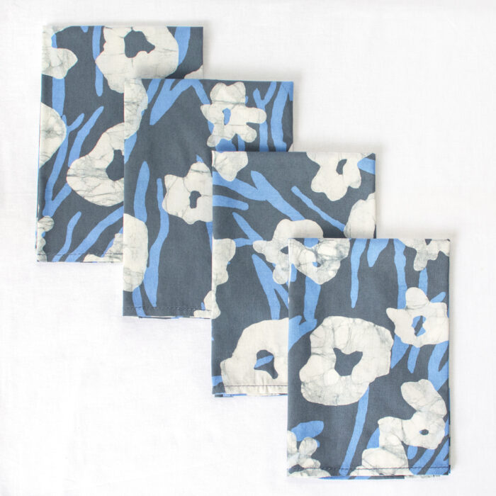 Napkin: Painted Floral - Charcoal-Organic