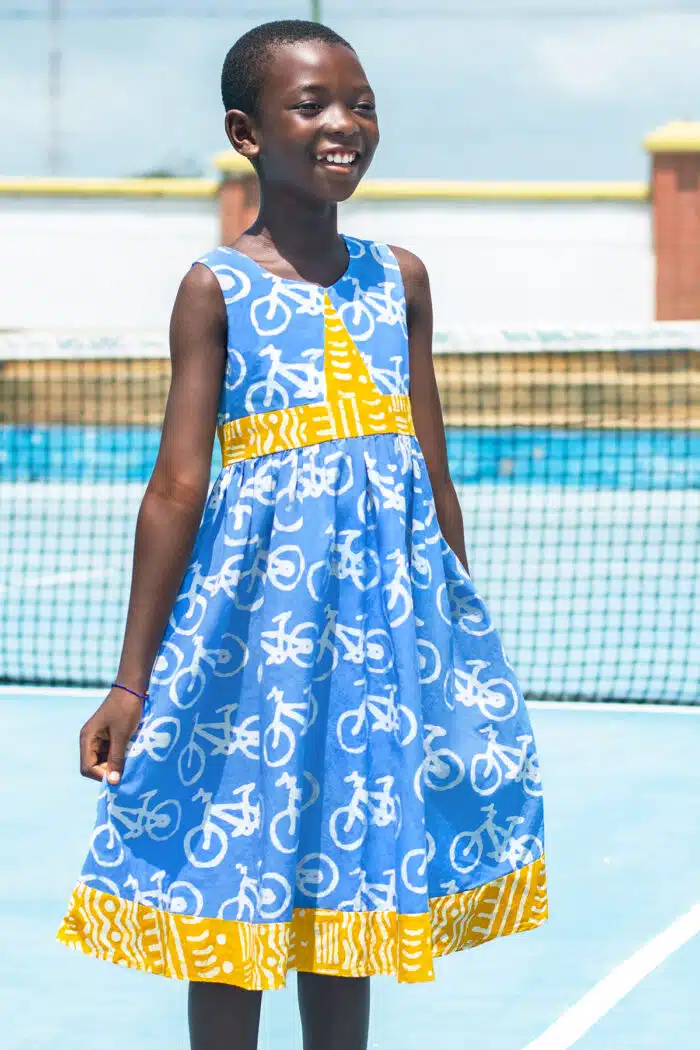 Twirl Dress: Bikes - Blue-Organic