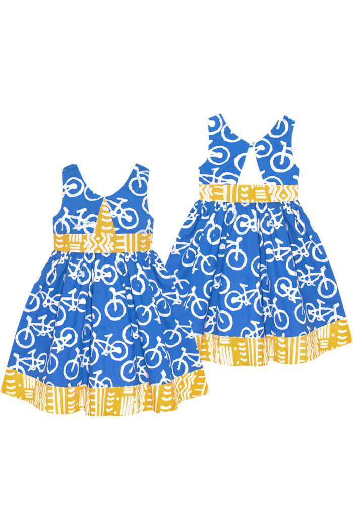 Twirl Dress: Bikes - Blue-Organic