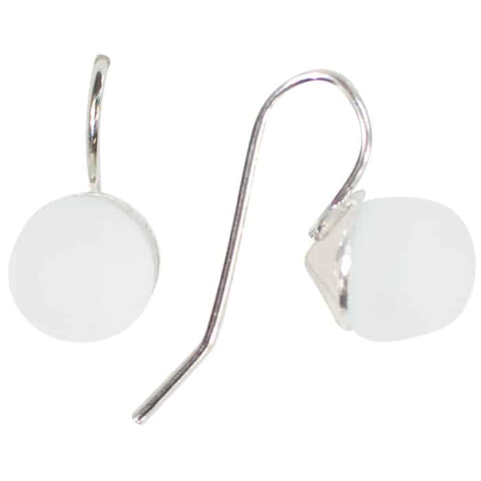 Glass Pearls Drop: Earrings - White