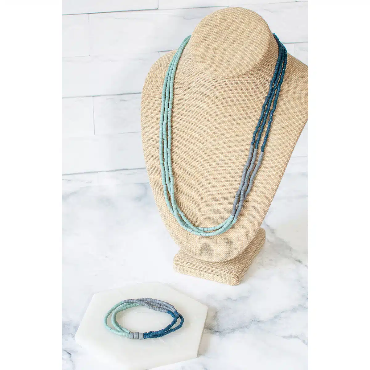 Color Block Hoops: Earrings - Sea Glass - Image 4