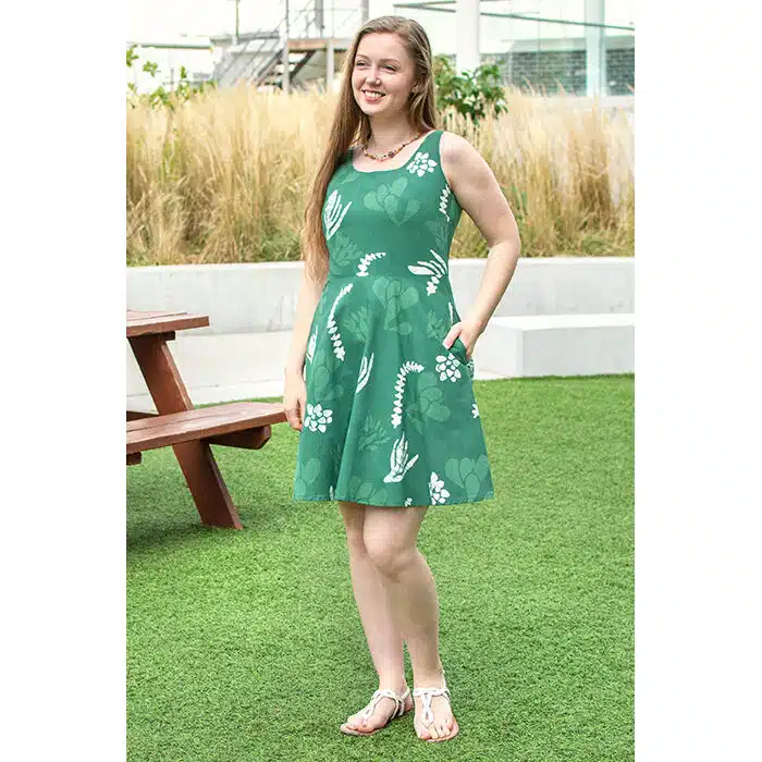 WomensDressAvaBotanyOliveLifestyle1Web