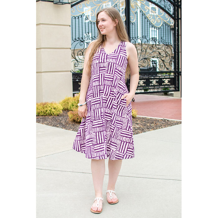 WomensDressOaklynnCheckersPurpleLifestyle2Web