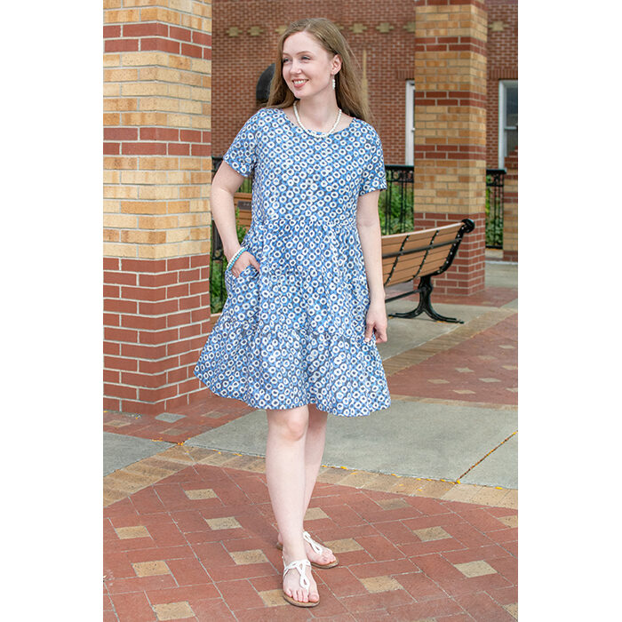 WomensDressTieredShortRingsCharcoalLifestyleWeb