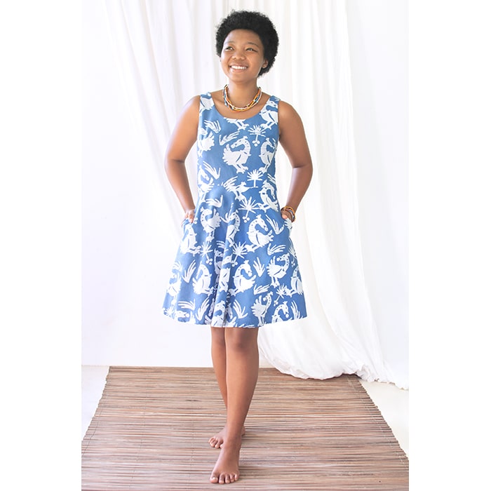 Ava Dress: Sankofa - Stone Blue-Organic - Image 3