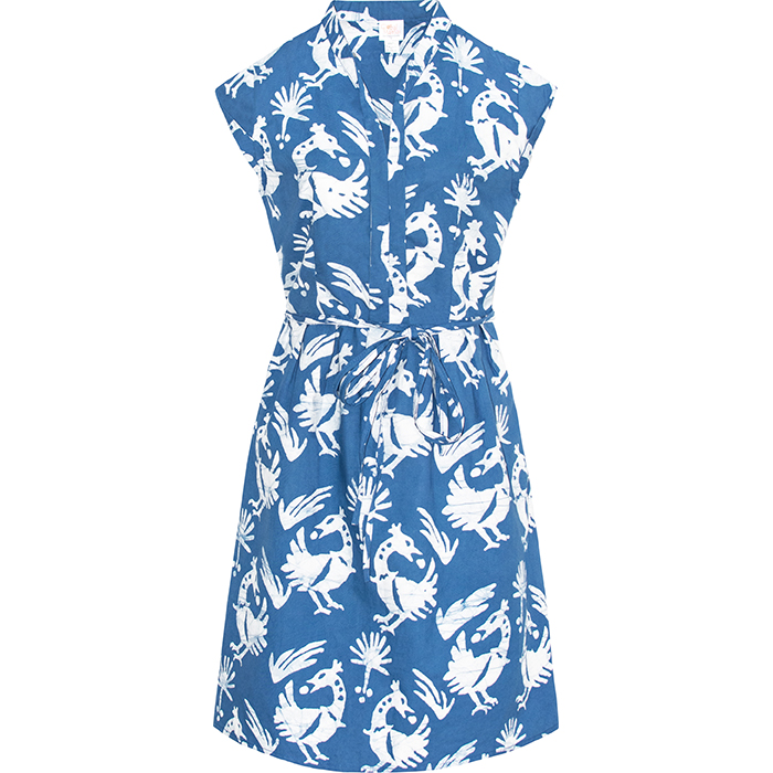 Fair Trade Retro Dress: Sankofa - Stone Blue-Organic