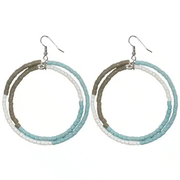Color Block Hoops: Earrings - Light Blue