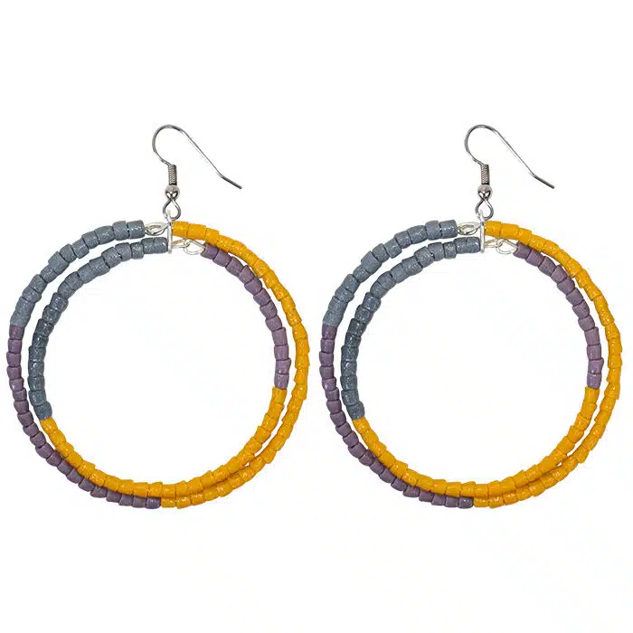 Color Block Hoops: Earrings - Mustard