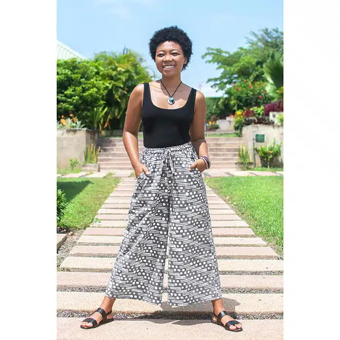 Trousers-Crop: Painted Floral - Charcoal-Organic - Image 2