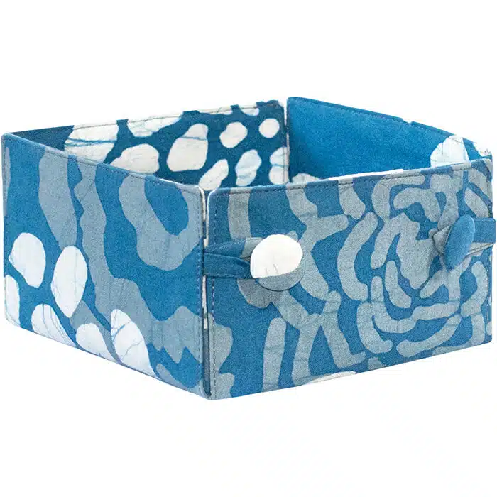 Button Basket Mini: Blooms - Indigo-Organic