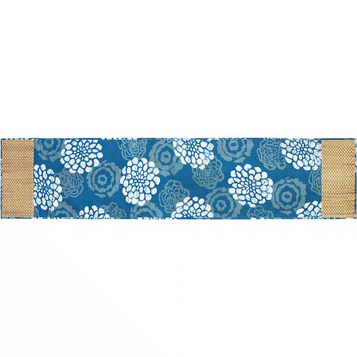 Table Runner-Water Hyacinth-Short: Blooms - Indigo-Organic