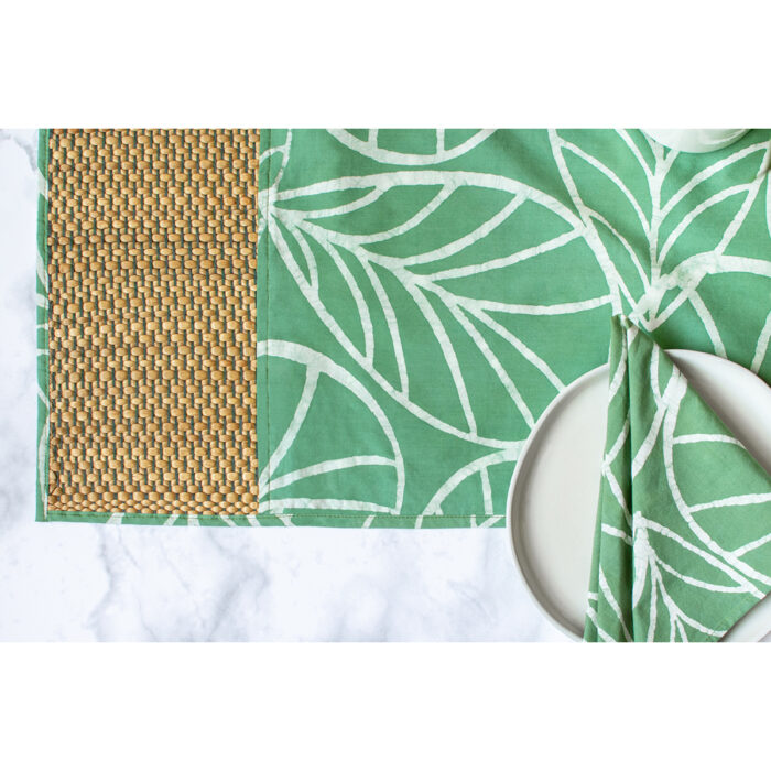 Table Runner-Water Hyacinth-Short: Canopy - Sage-Organic