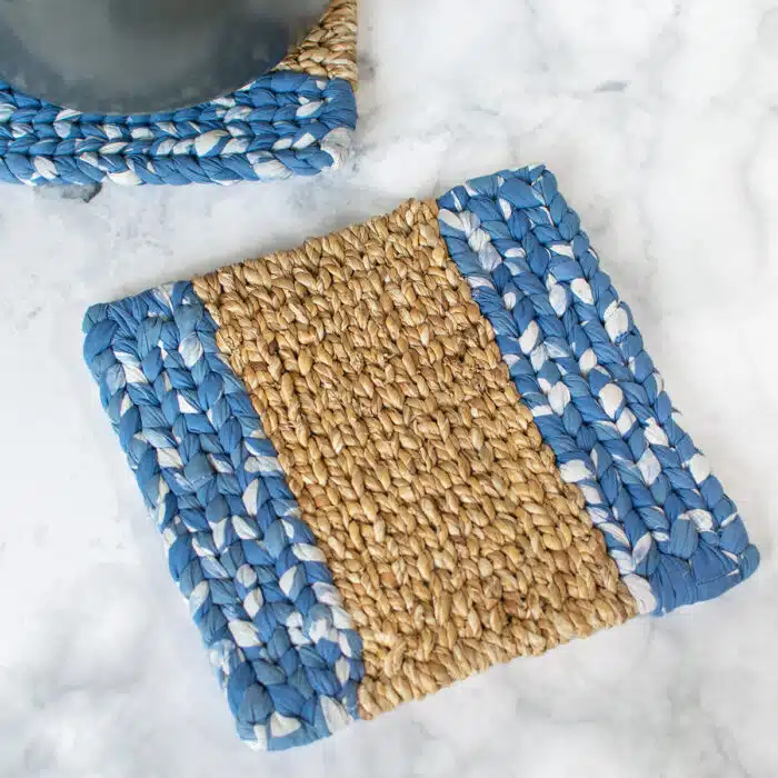 Trivet-Water Hyacinth: Blue/Stone-Organic