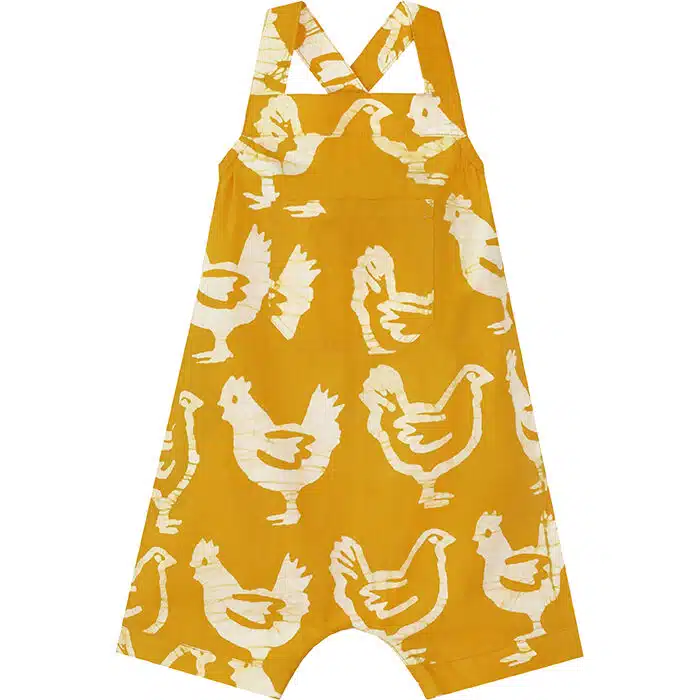 Romper: Chickens - Gold-Organic
