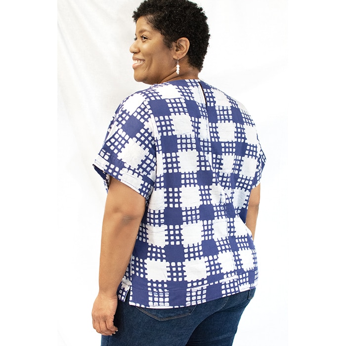 Crew Blouse: Gingham - Navy-Organic - Image 4