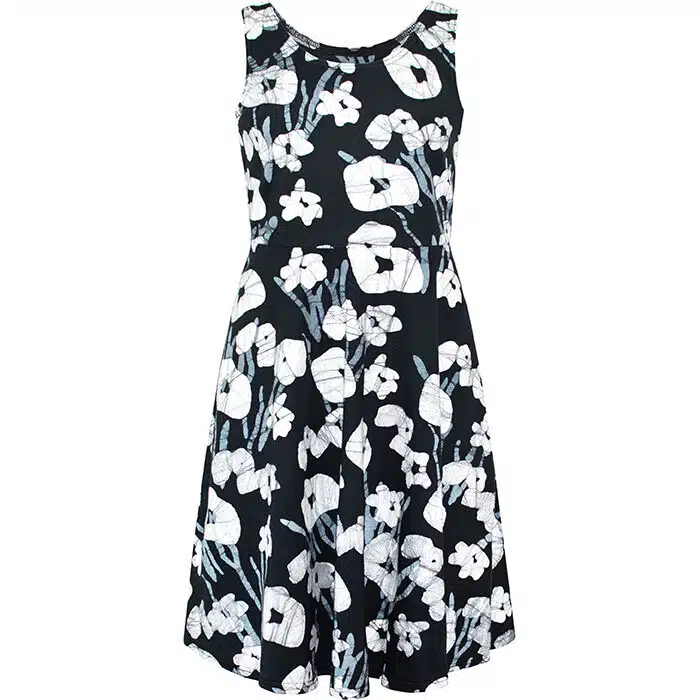 Knit Dress-Fit & Flare Adult: Painted Floral - Black-Organic