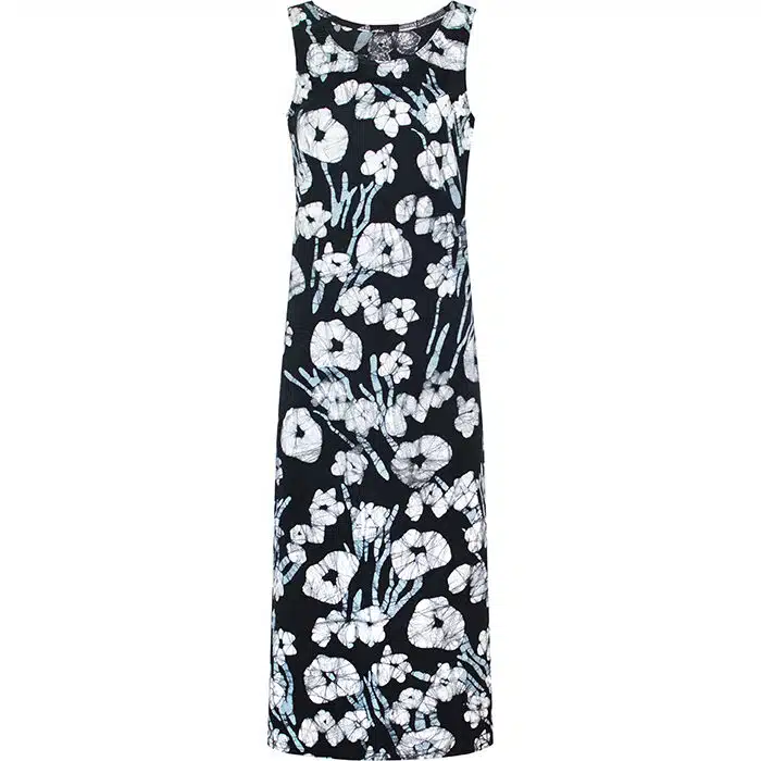 Knit Dress-Tank: Painted Floral - Black-Organic