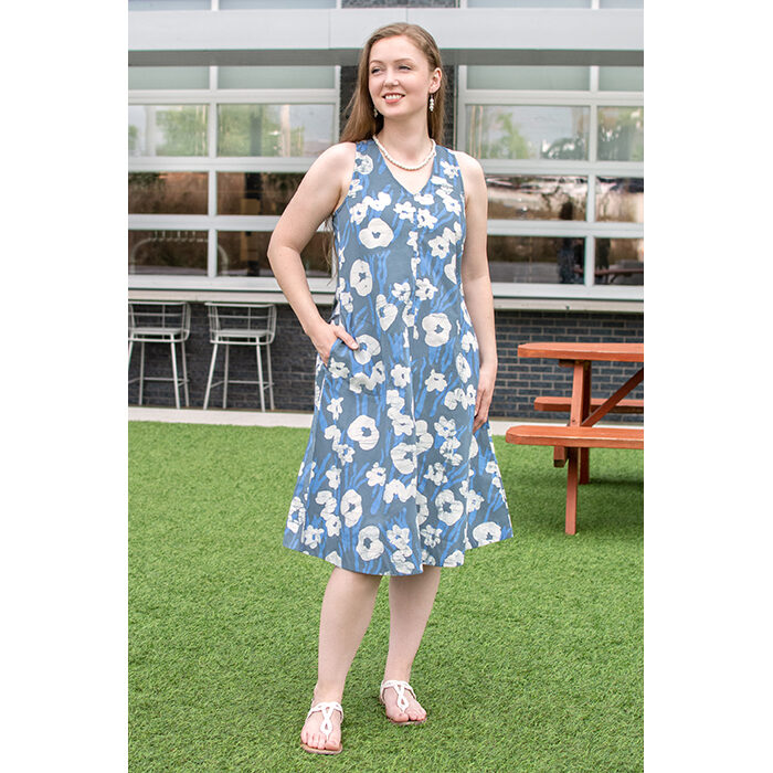 WomensDressOaklynnPaintedFloralCharcoalLifestyleWeb