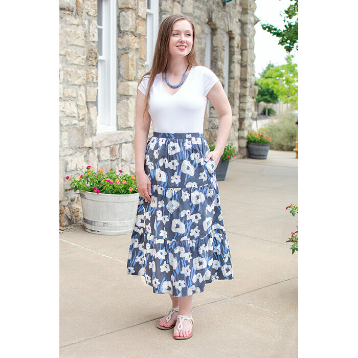 WomensSkirtTieredPaintedFloralCharcoalLifestyleWeb