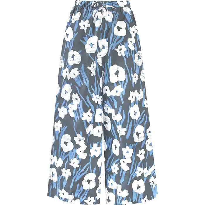 Trousers-Crop: Painted Floral - Charcoal-Organic