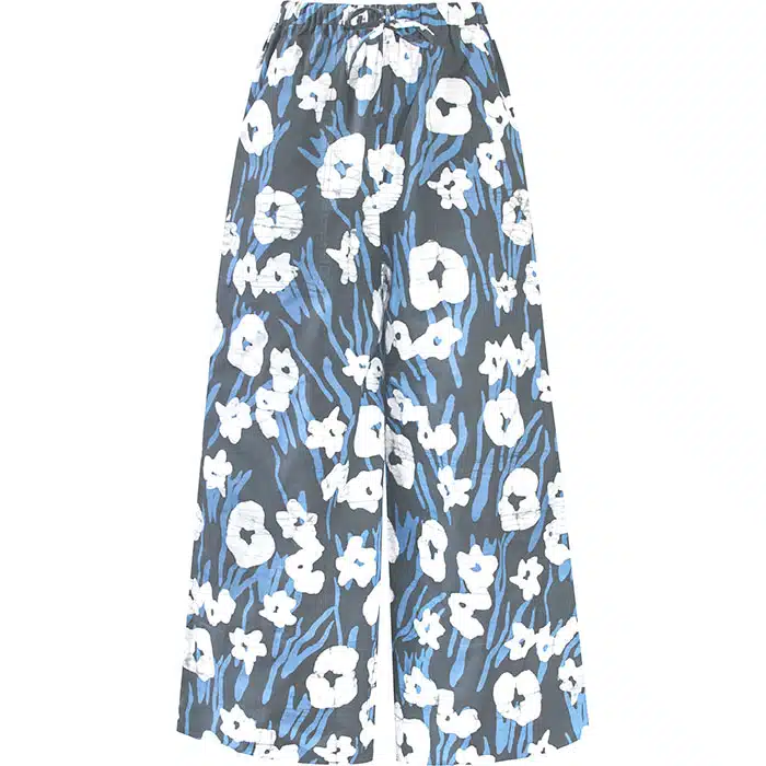 Trousers-Crop: Painted Floral - Charcoal-Organic