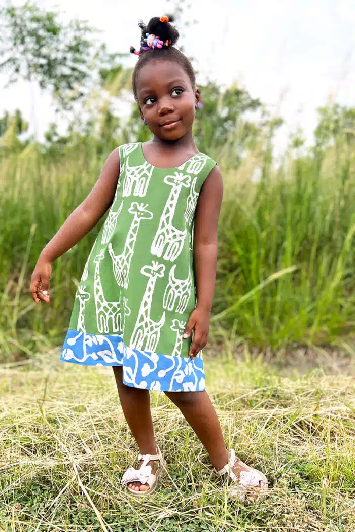 Reversible Dress: Giraffe - Olive-Organic