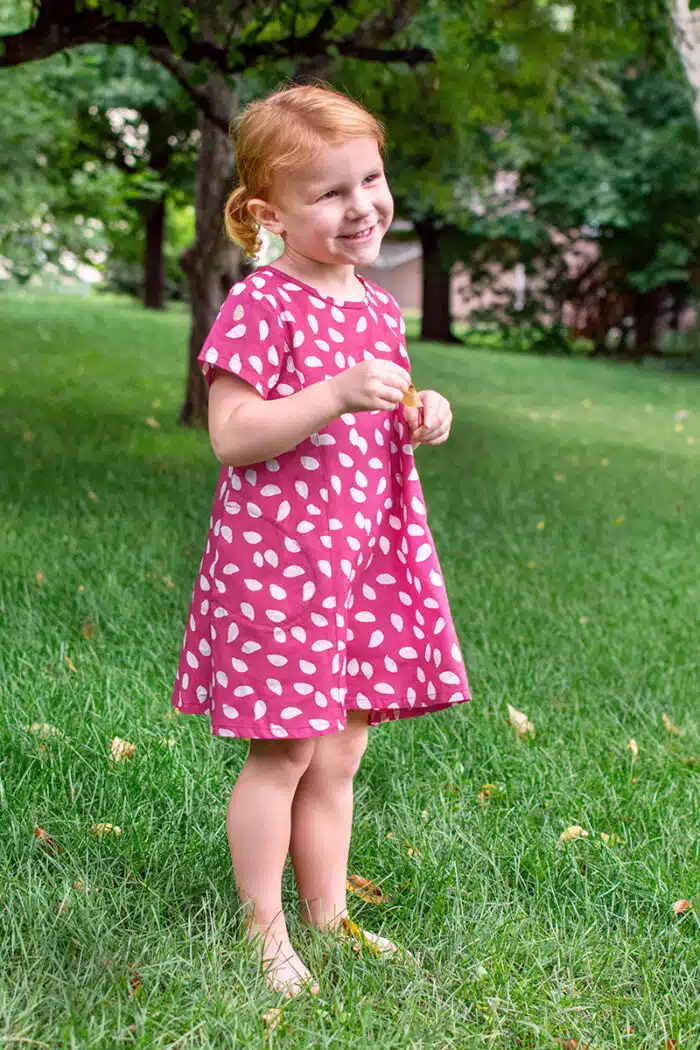 Swing Dress: Leaf Dot - Rosewood-Organic