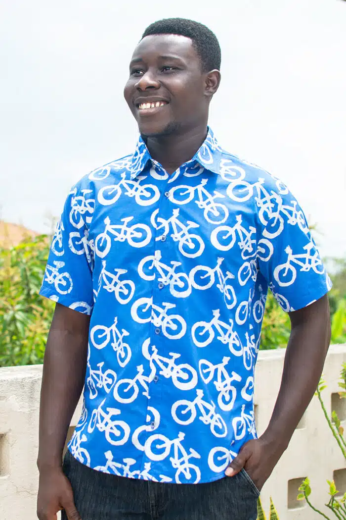 Slim Fit Shirt: Bikes - Blue-Organic
