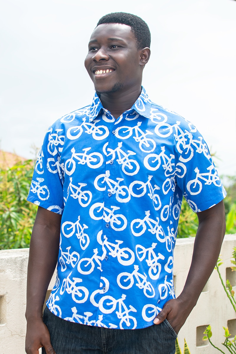 Slim Fit Shirt: Bikes - Blue-Organic