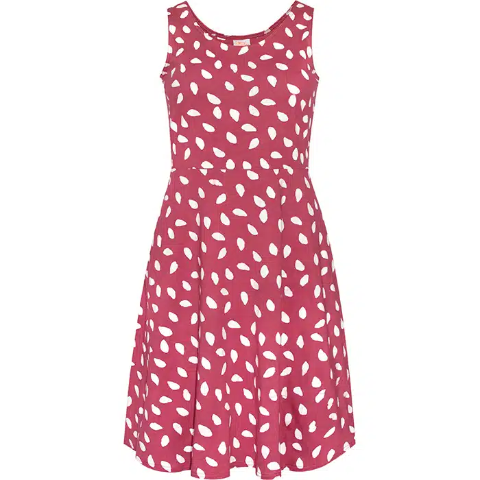 Knit Dress-Fit & Flare Adult: Leaf Dot - Rosewood-Organic