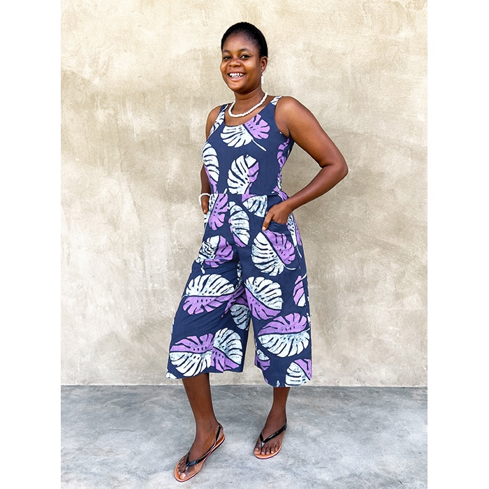 Fair Trade Jumpsuit: Monstera - Purple-Organic