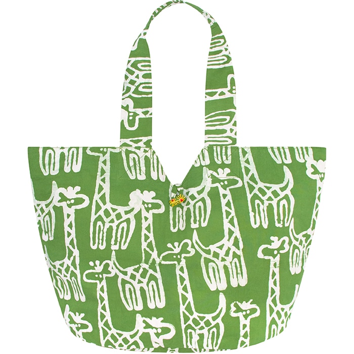 Basket Tote Bag: Giraffe - Olive-Organic