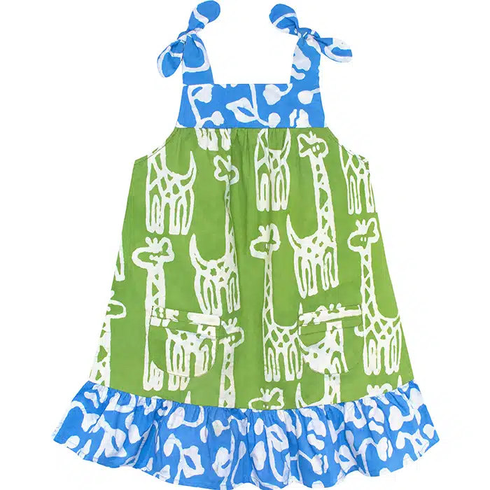 Pocket Dress: Giraffe - Olive-Organic