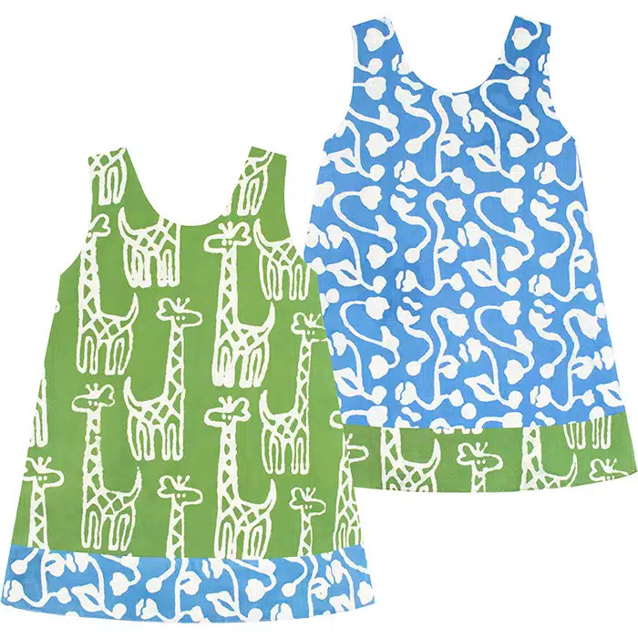 Reversible Dress: Giraffe - Olive-Organic