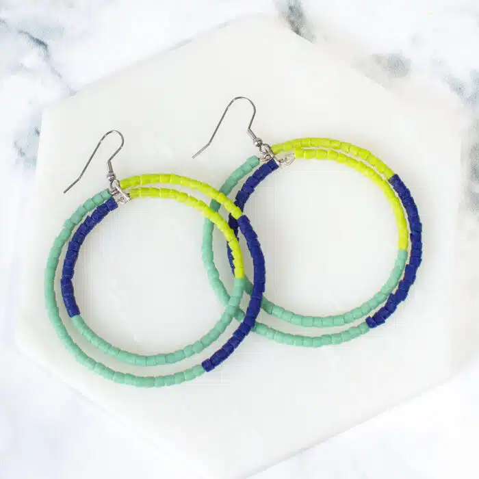 Color Block Hoops: Earrings - Sage