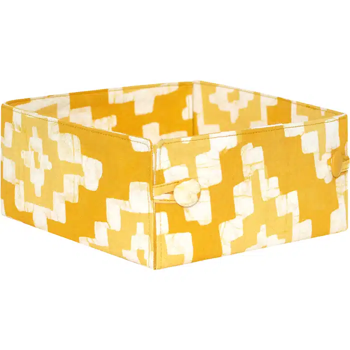 Button Basket: Ikat - Gold-Organic