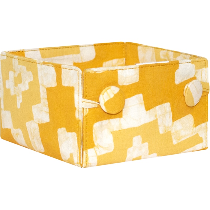 Button Basket Mini: Ikat - Gold-Organic
