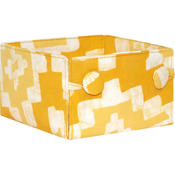 Button Basket Mini: Ikat - Gold-Organic