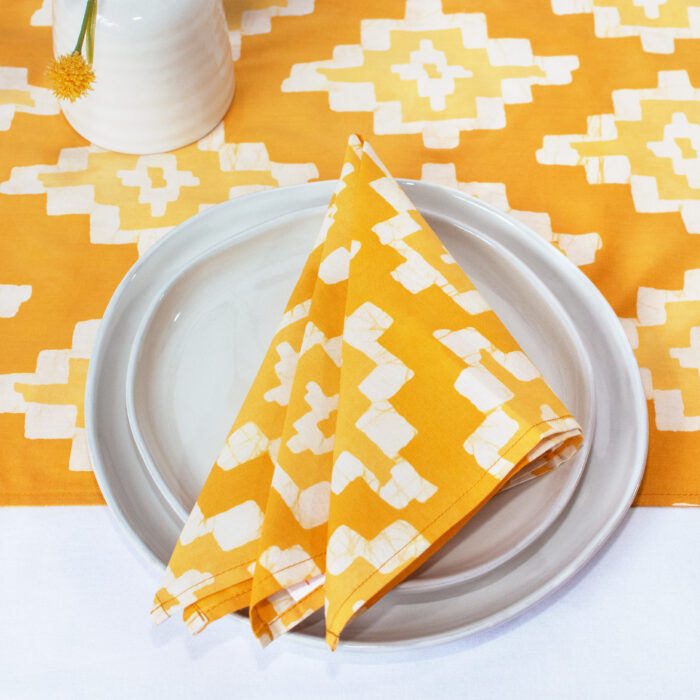 Napkin: Ikat - Gold-Organic