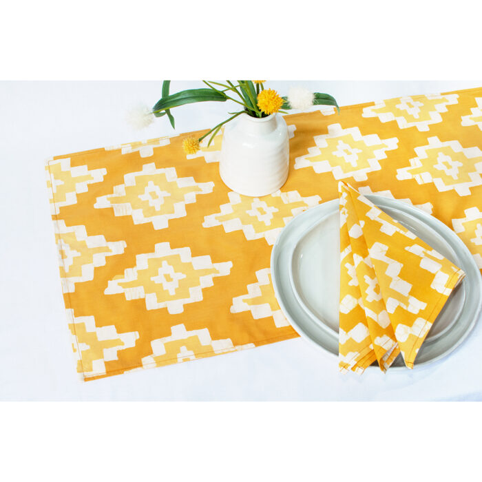 Table Runner-Long: Ikat - Gold-Organic