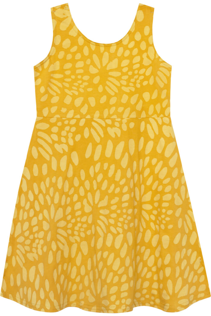 Knit Dress-Fit & Flare Kids: Floral Burst - Gold-Organic - Image 3